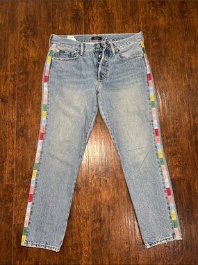 Polo Ralph Lauren Women’s Button Fly Rare Unique Jeans Colorful Ribbon Detail 26